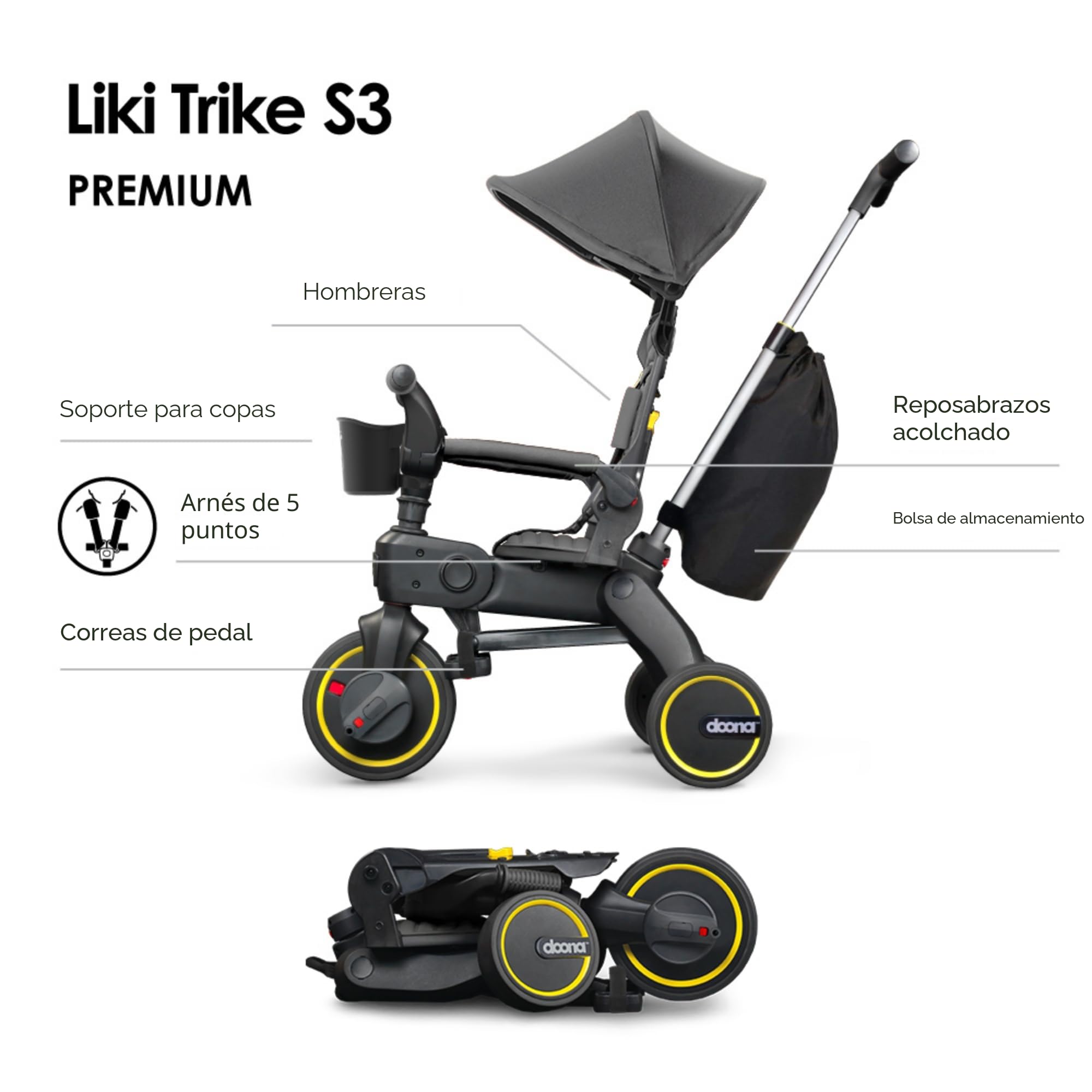 Amazon.com: Doona Liki Trike S3 - Triciclo plegable de alta
